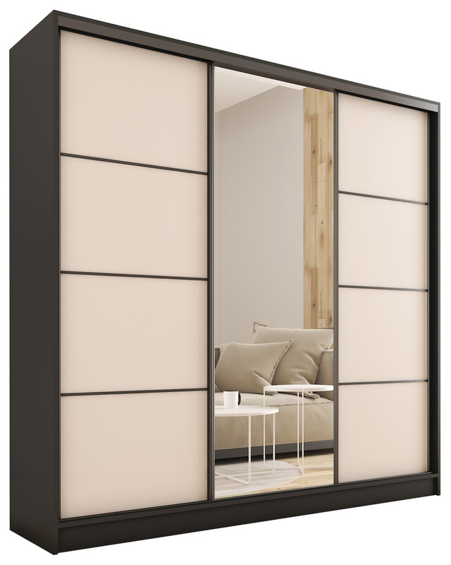Szafa przesuwna z lustrem do przedpokoju 180 cm LOFT beż piaskowy