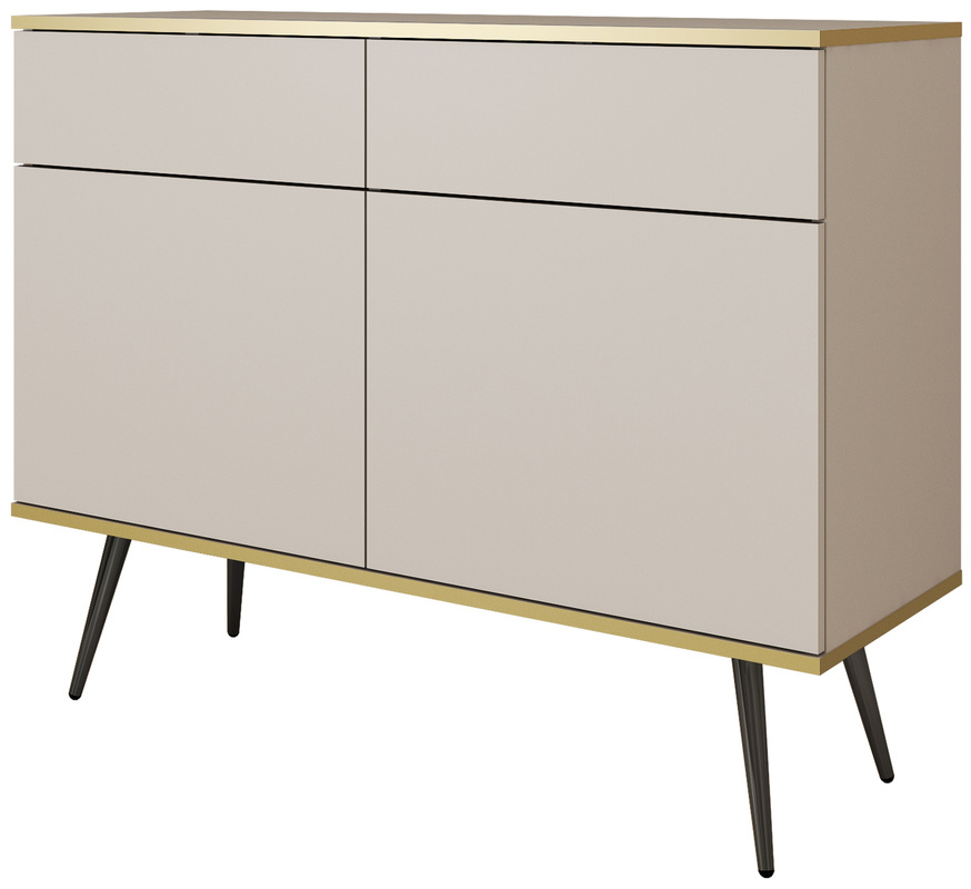 Beżowa komoda dwudrzwiowa z szufladami 107 cm ORVIETO