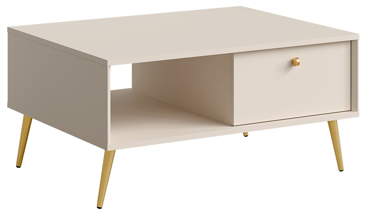 Stolik kawowy do salonu z szufladą ROSEA beż piaskowy
