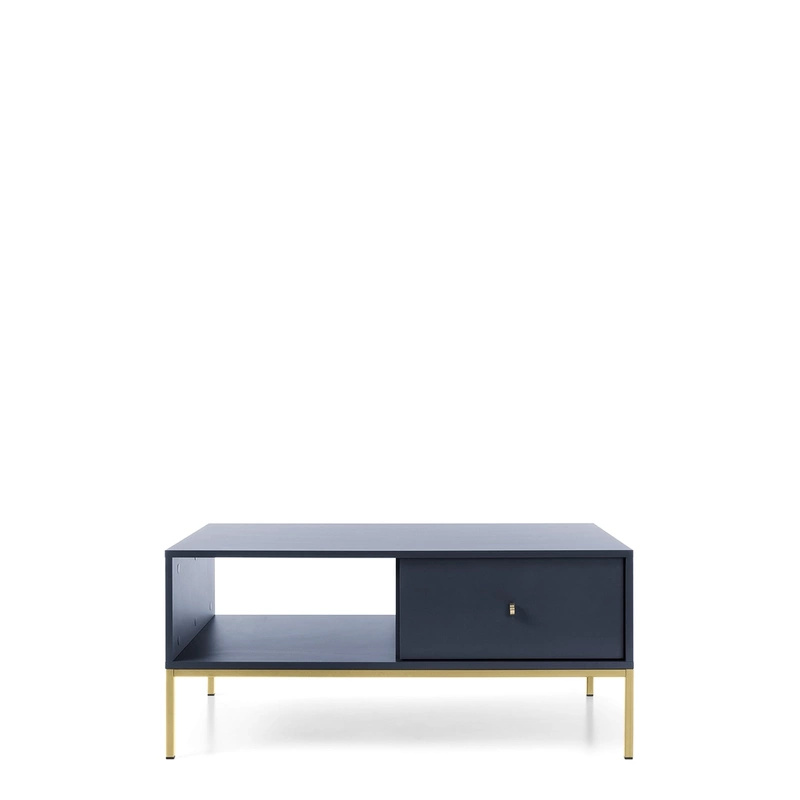 Stolik kawowy z szufladą MONTI granat złoty