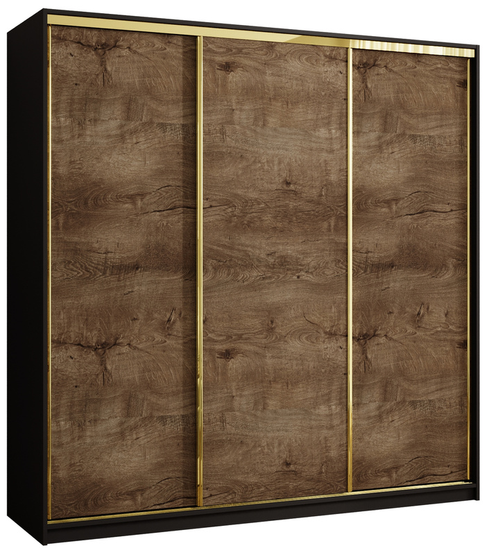 Szafa przesuwna 200 cm z szufladami w stylu glamour GOLD NEW