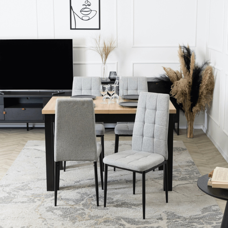 Szare krzesło do jadalni loftowe TIVIO na metalowych nogach