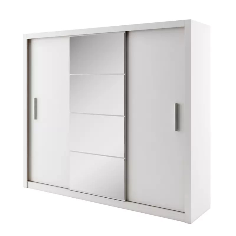 Biała szafa przesuwna z lustrem 250 cm do sypialni IDEA