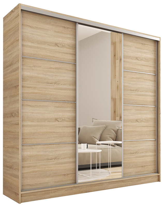 Szafa przesuwna 200 cm Dąb Sonoma z lustrem TOP