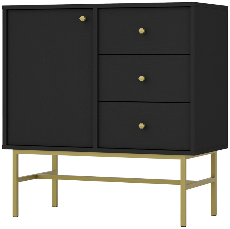 Czarna mała komoda 84 cm do salonu TOKEN