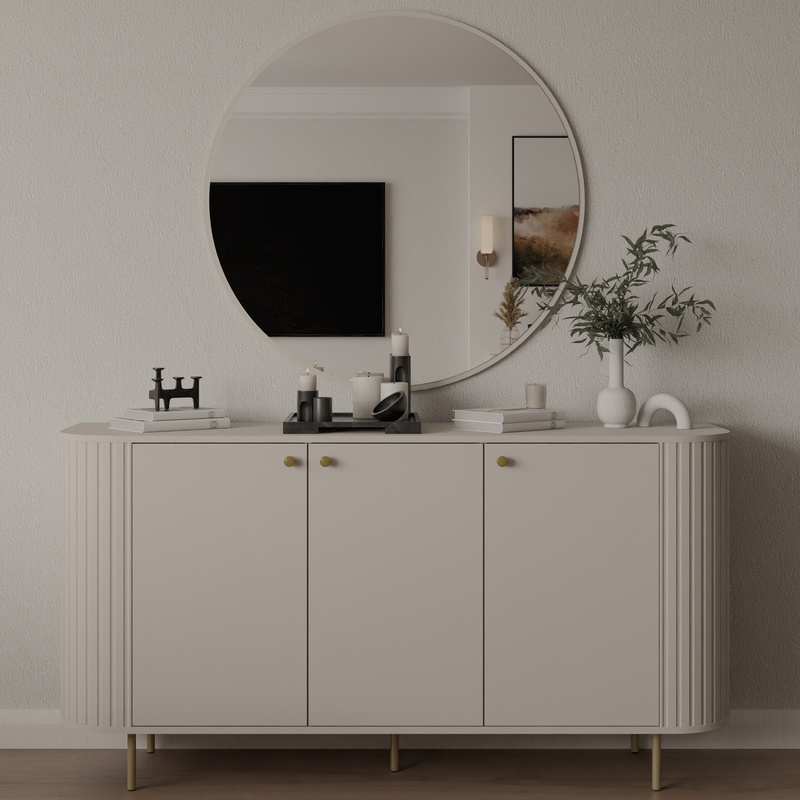 Trzydrzwiowa komoda na nóżkach do salonu 165 cm OVENTO