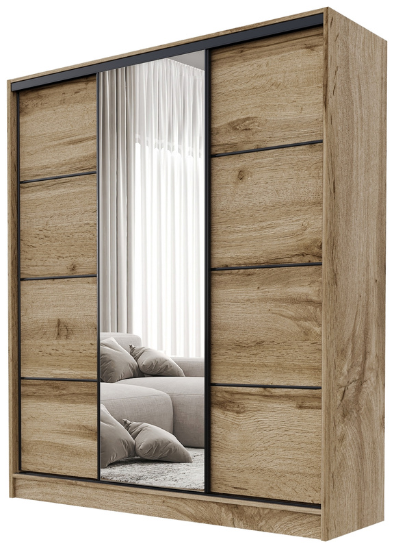Loftowa trzydrzwiowa szafa przesuwna 160 cm BEST dąb wotan