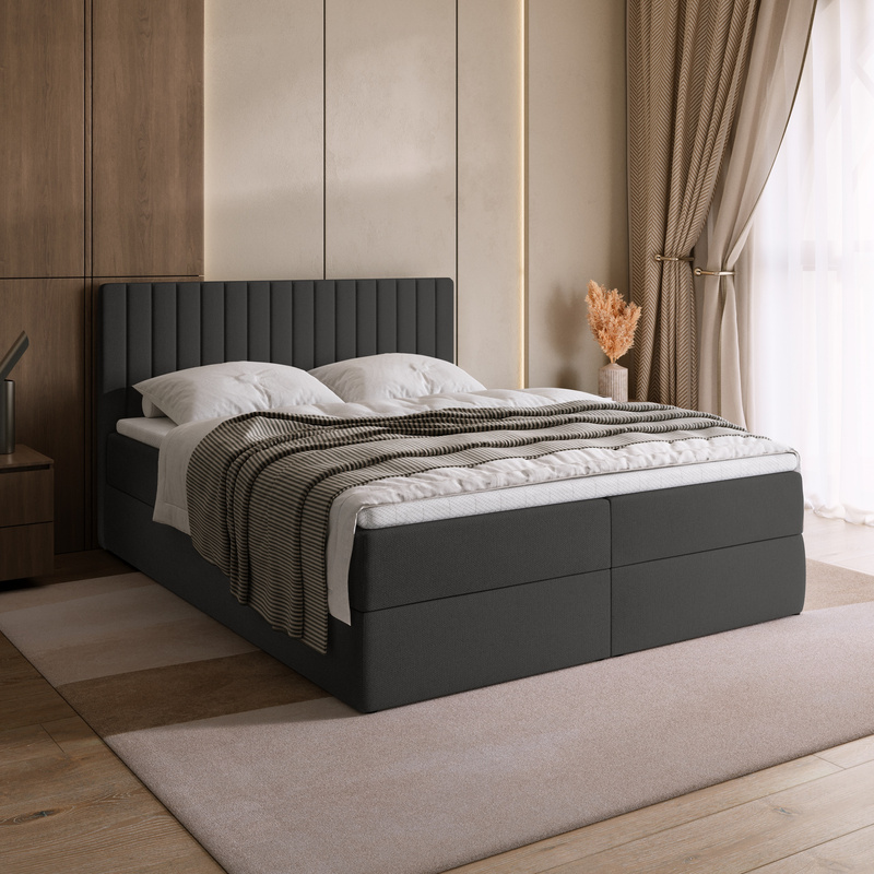 Łóżko kontynentalne 180x200 cm z pojemnikiem DREAM czarne