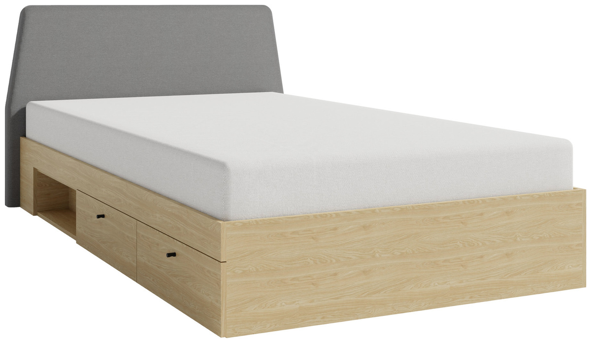 Jednoosobowe łóżko 120x200 cm do pokoju dziecka z szufladami ALDENO dąb olejowany