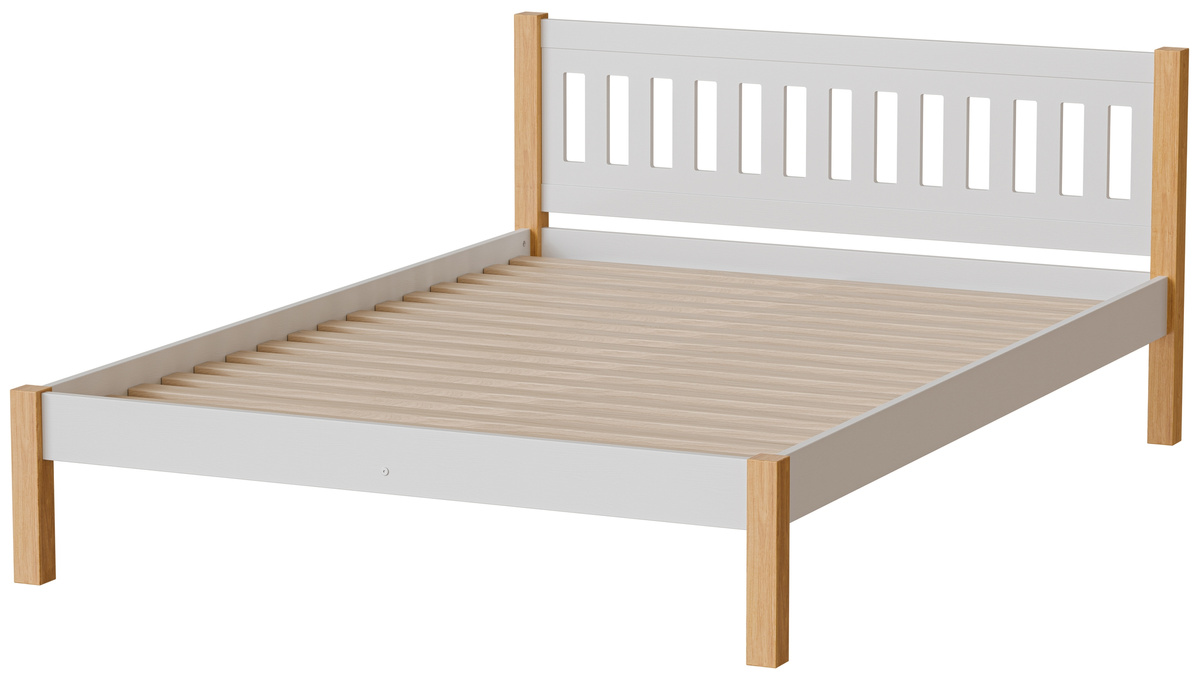 Białe łóżko drewniane 140x200 cm ze stelażem GALANT