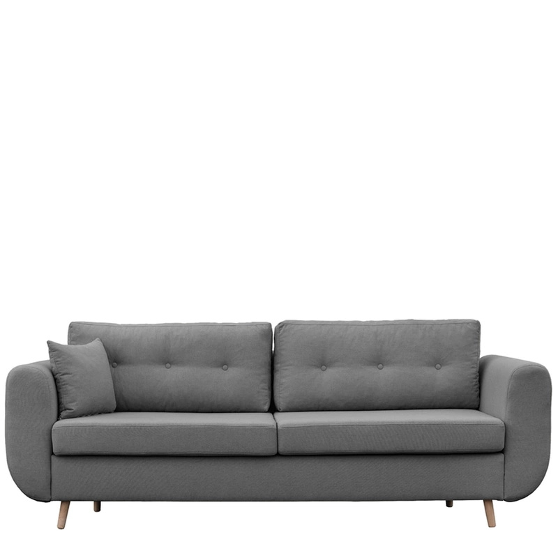 Szara kanapa w stylu nowoczesnym z funkcją spania AURA