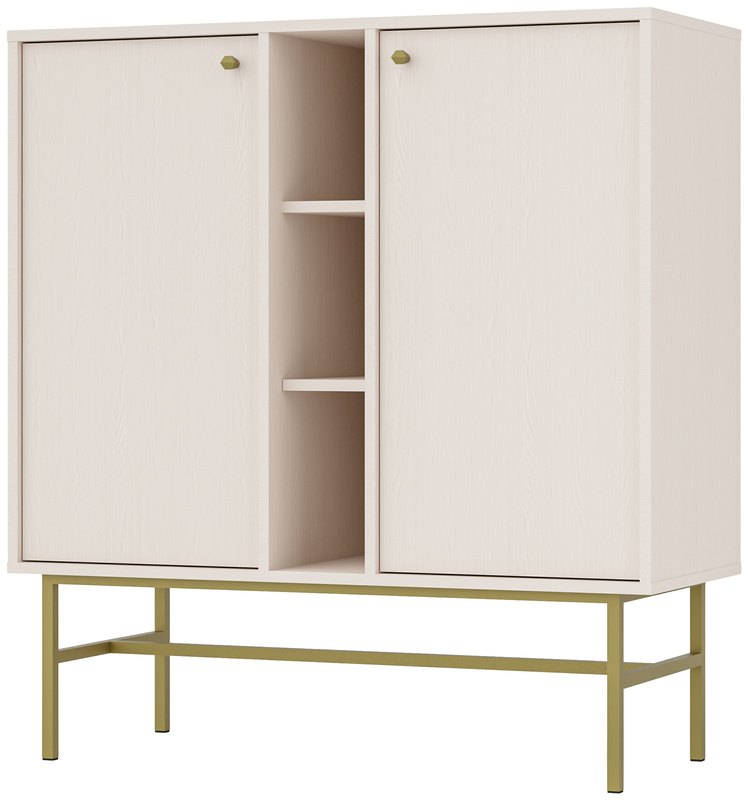 Mała dwudrzwiowa beżowa komoda do salonu 100 cm TOKEN