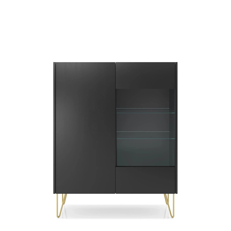 Witryna na książki do salonu ze szklanymi półkami HEAVEN