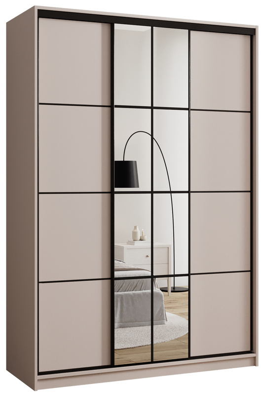 Nowoczesna szafa przesuwna z lustrem i półkami 150 cm EDGE