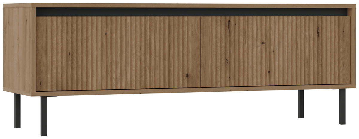 Frezowana szafka RTV do salonu z szufladami 140 cm OMEGA