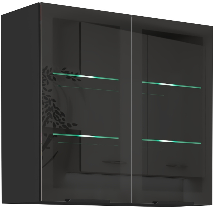 Wisząca szafka kuchenna górna 80 cm przeszklone fronty półki SELENA cichy domyk