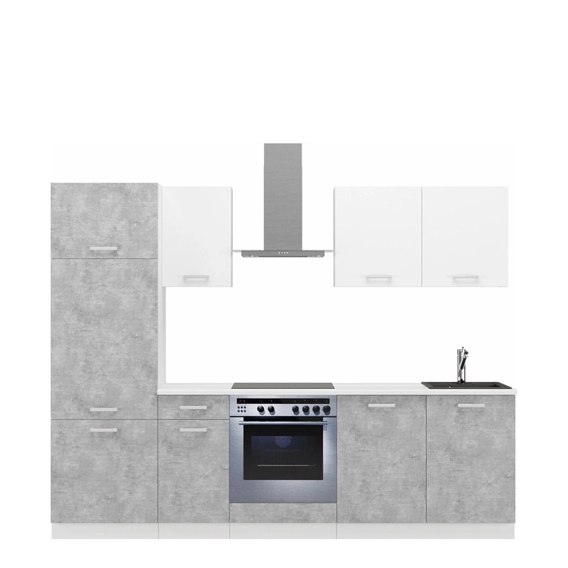 Zestaw mebli kuchennych z zabudową lodówki TONY 260 cm bellato