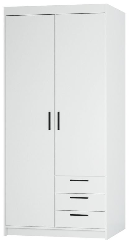 Biała szafa modułowa dwudrzwiowa z szufladami i półkami 90 cm KUBA