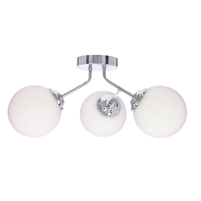 Srebrna lampa wisząca 3-punktowa do salonu BELWEDER metal E14