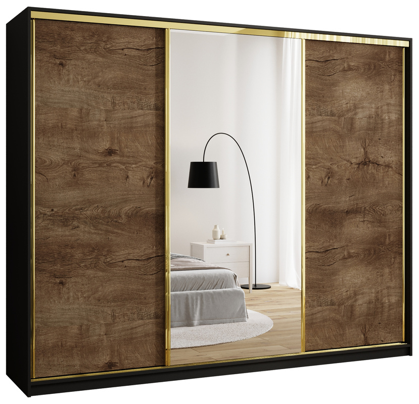 Pojemna szafa przesuwna z lustrem 250 cm GOLD NEW glamour