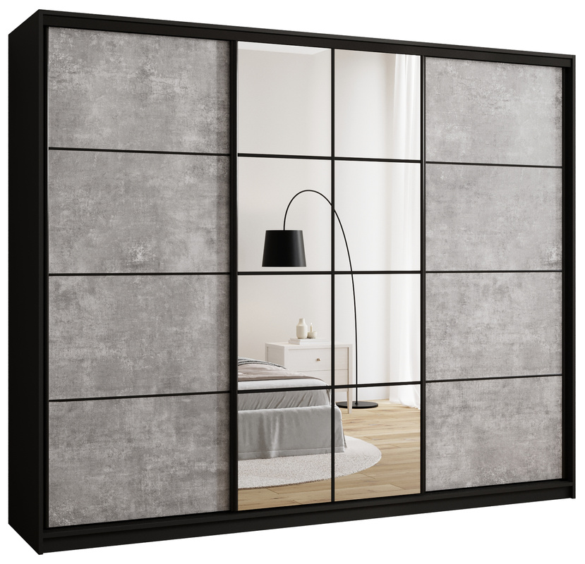 Pojemna szafa przesuwna 250 cm z lustrem do sypialni EDGE