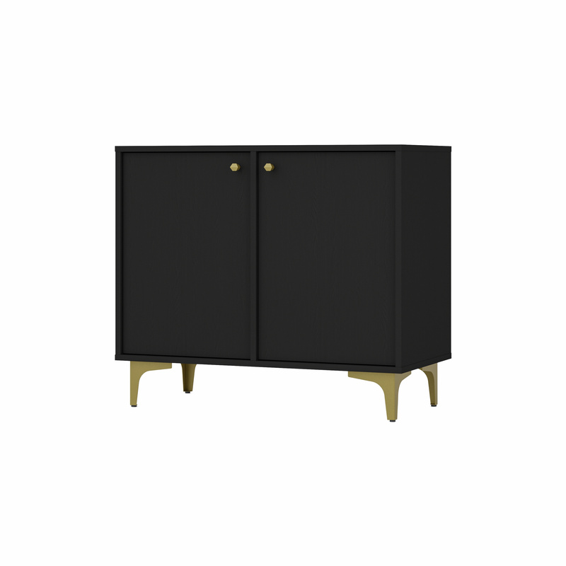 Czarna nowoczesna komoda z półkami do salonu 83,5 cm TOKEN