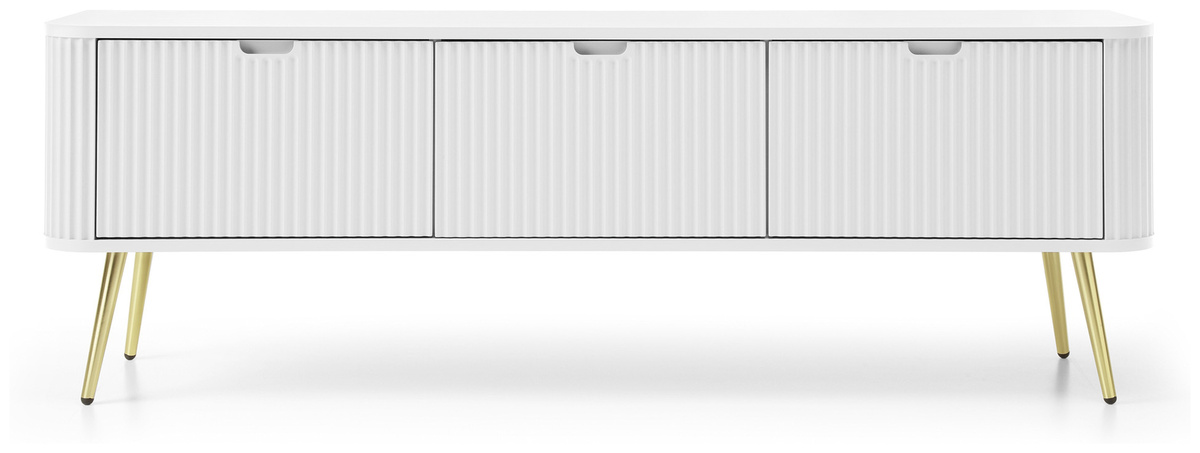 Szafka RTV pod telewizor 168 cm ZENIT biała ryflowane fronty