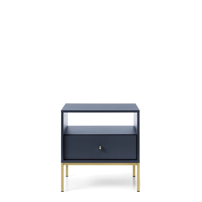 Mała szafka nocna z szufladą nowoczesna MONTI granat złoty