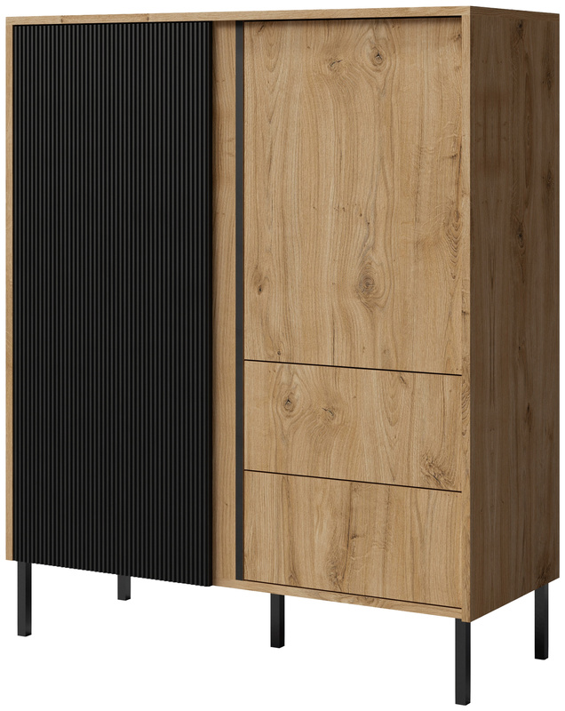 Wysoka komoda do salonu z lamelami 100 cm MALEZJA