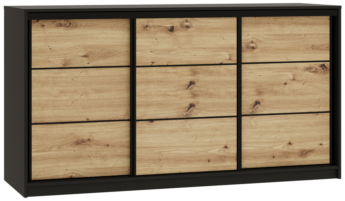 Loftowa komoda do sypialni 180 cm z szufladami i drążkiem LOFT