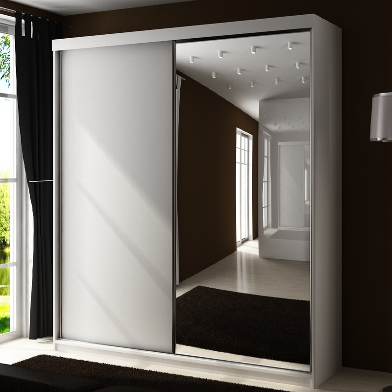 Dwudrzwiowa szafa 150 cm z lustrem do przedpokoju biały TARO