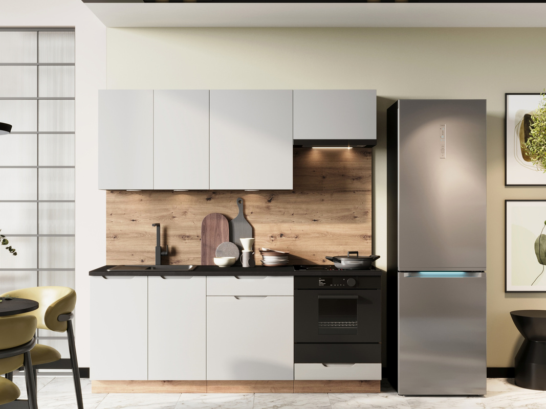 Nowoczesne meble kuchenne 200 cm ISABEL szary jasny