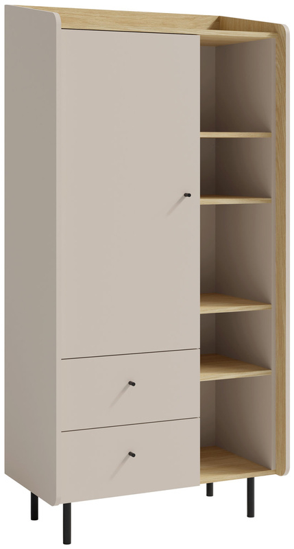 Półotwarty regał na książki 80 cm młodzieżowy ALDENO beż piaskowy