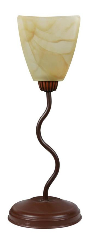 Brązowa lampka stołowa nocna z kloszem szklanym do sypialni