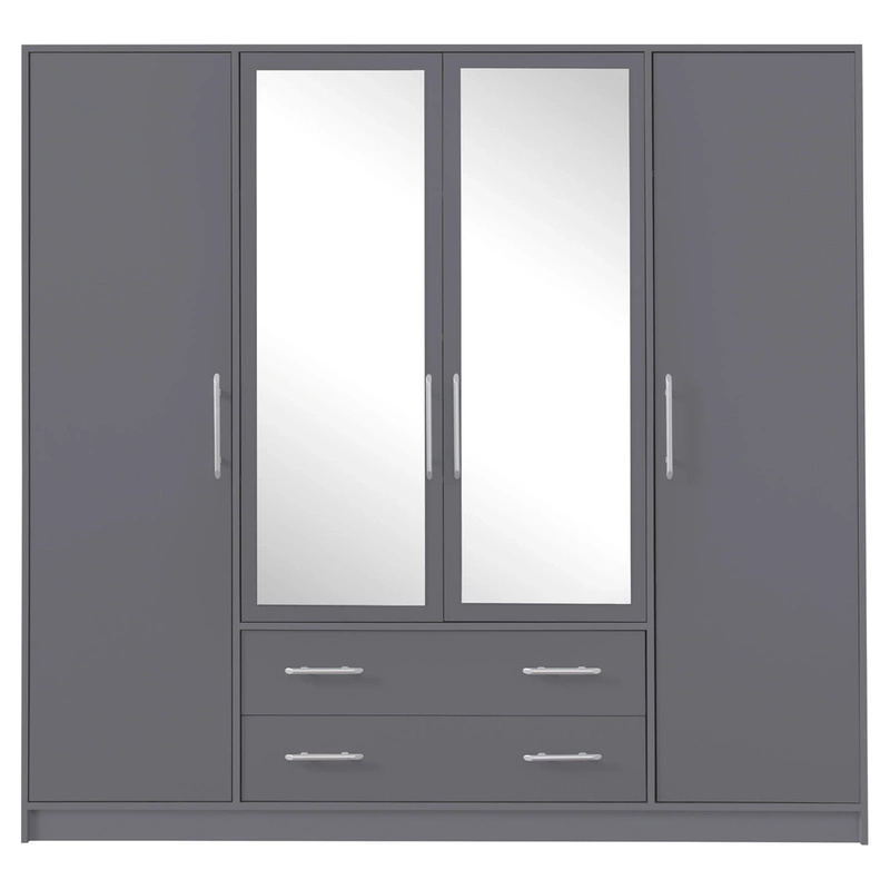 Nowoczesna szafa z lustrem do sypialni SEVAS półki drążki