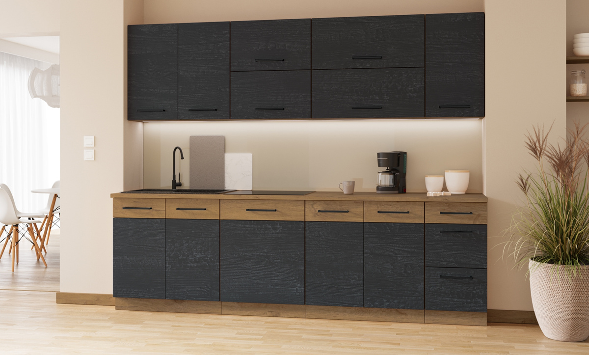 Zestaw modułowych mebli kuchennych 260 cm VIKI cichy domyk