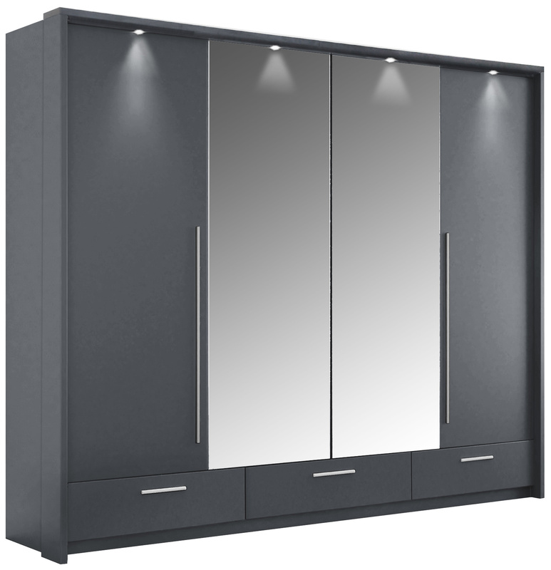 Grafitowa szafa z harmonijkowym systemem otwierania 255 cm TALOR