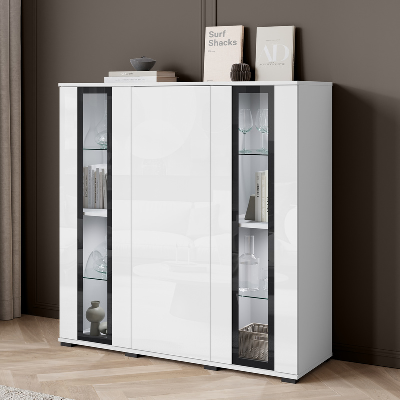 Komoda biały połysk 120 cm do salonu CAVIO