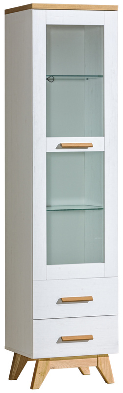 Wysoka witryna skandynawska z dwoma szufladami 45 cm SILVA