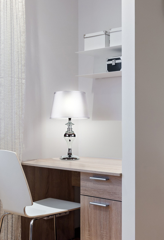 Srebrna lampa biurkowa gabinetowa z abażurem do biurka PRIMA
