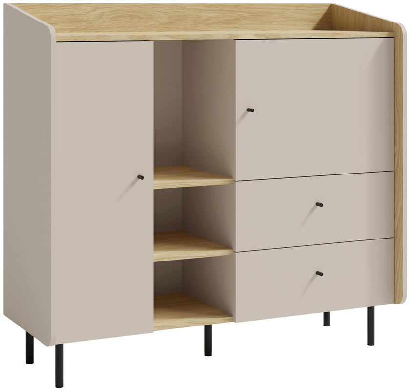 Nowoczesna komoda na nóżkach dwudrzwiowa 125 cm do pokoju młodzieżowego ALDENO beż piaskowy