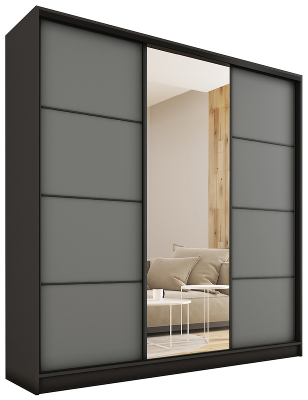 Szafa przesuwna z lustrem do sypialni 200 cm LOFT MAX grafit