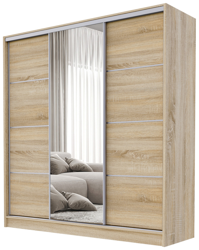 Nowoczesna pojemna szafa przesuwna 180 cm BEST dąb sonoma