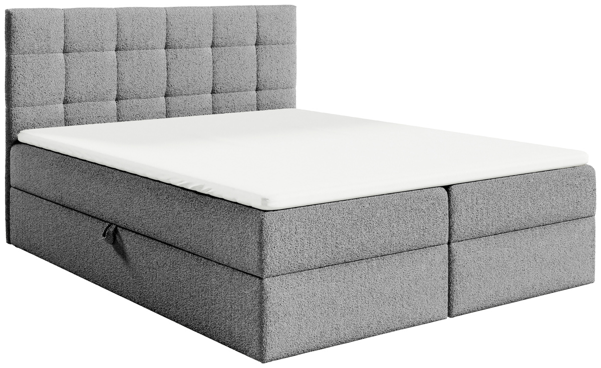 Kontynentalne łóżko 180x200 cm z pojemnikiem do sypialni małżeńskie ASPEN szare