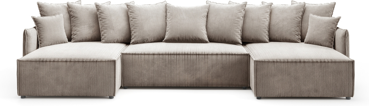 Beżowy rozkładany narożnik U z funkcją spania do salonu ARTUR