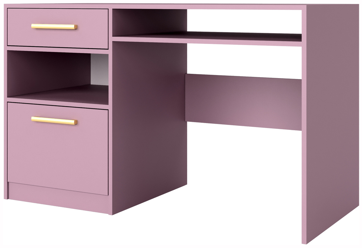 Biurko 125 cm z szafką do pokoju nastolatka BILL śliwka