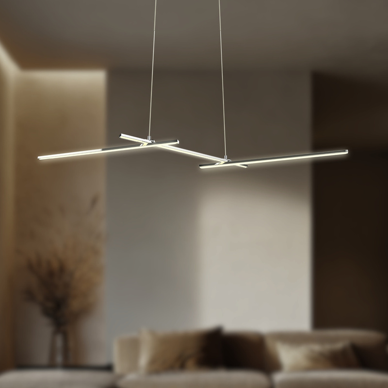 Srebrna lampa wisząca LED 23W do salonu THASOS chrom regulowana wysokość