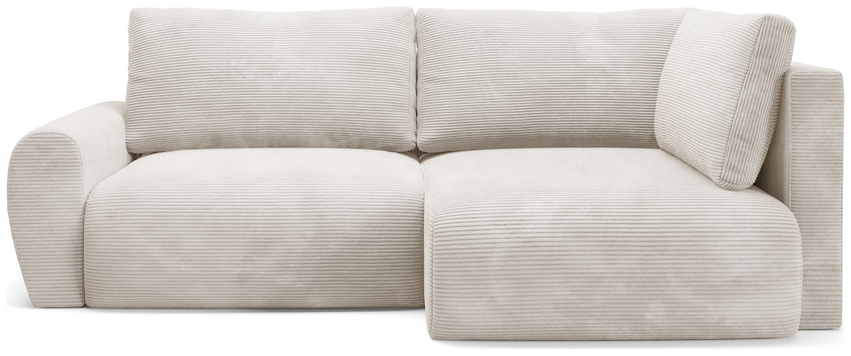 Beżowy nowoczesny narożnik z funkcją spania i pojemnikiem PATI DUO