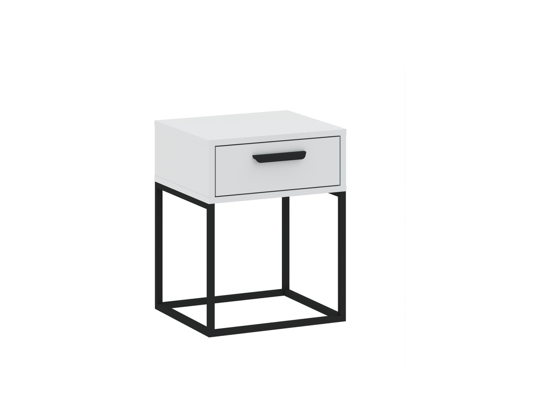 Szafka nocna biała do sypialni COTTA z szufladą