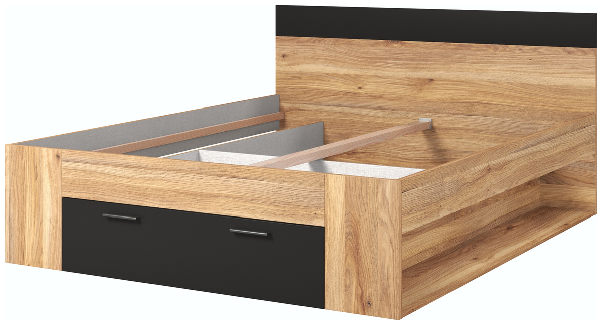 Loftowe dwuosobowe łóżko do sypialni 160x200 cm z szufladą BETA